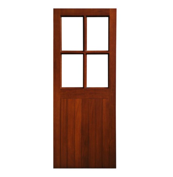 Hardwood Mahogany External Sheeted Timber Door - Half Sheeted 4 Panel