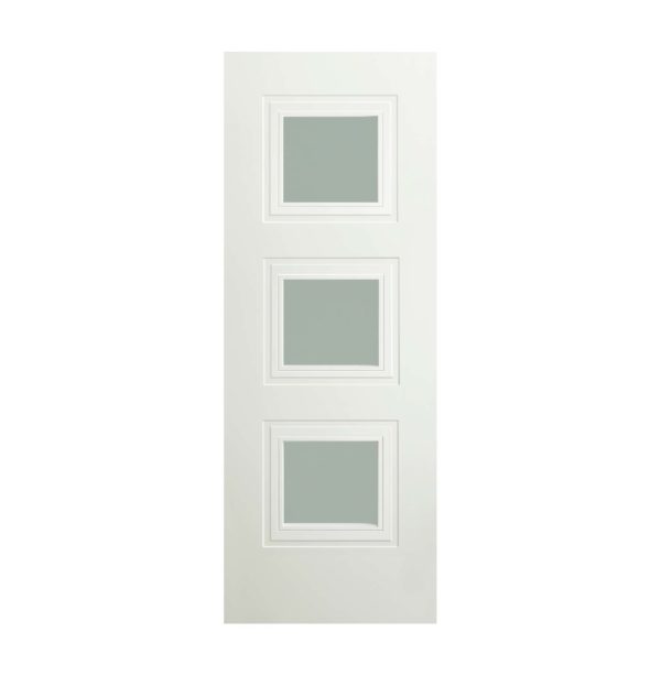Bergerac White Primed 3 Panel Frosted Glass